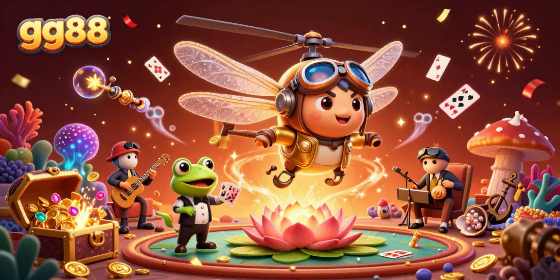 Join the fun at GG88 as the dragonfly pilot takes a gamble at the lily pad casino with excitement!