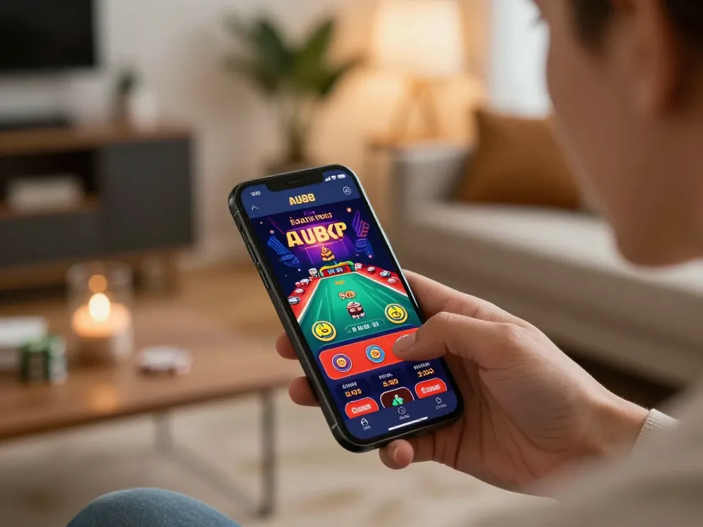 Engaged player exploring AU88 mobile casino app while enjoying immersive gaming experience