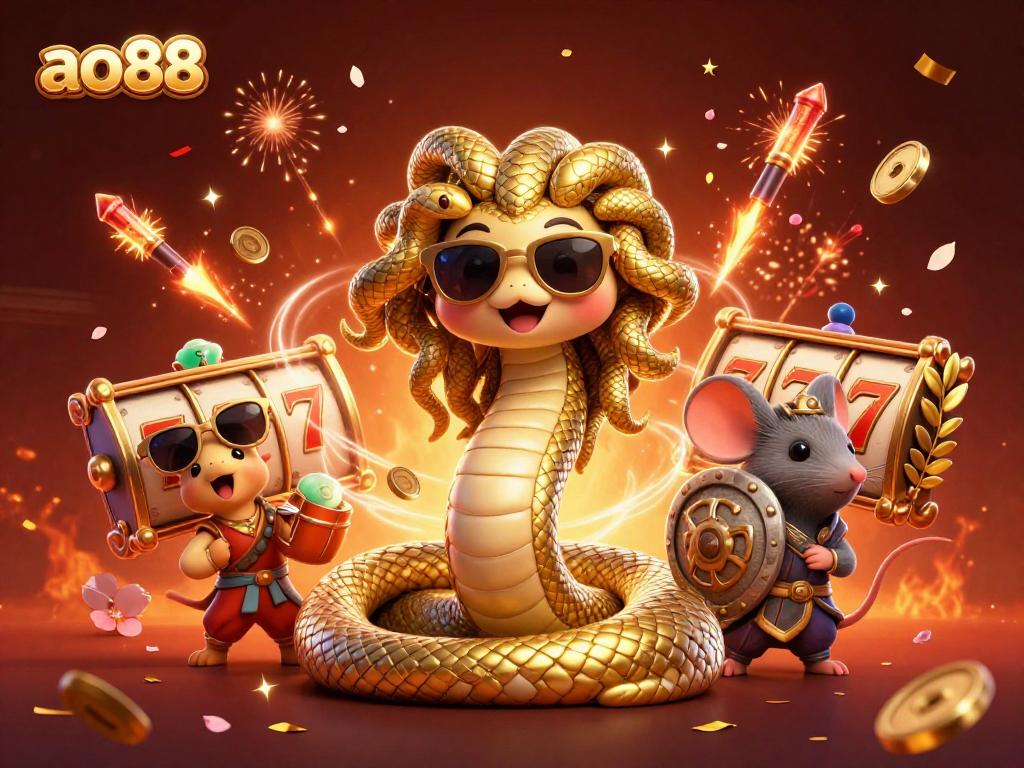 Experience thrilling wins with ao88 in a vibrant slot game adventure featuring Medusa and a warrior mouse.