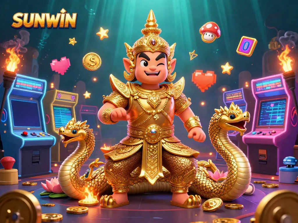 Experience enticing gaming adventures on SUNWIN, with vibrant illustrations showcasing thrilling casino escapades.