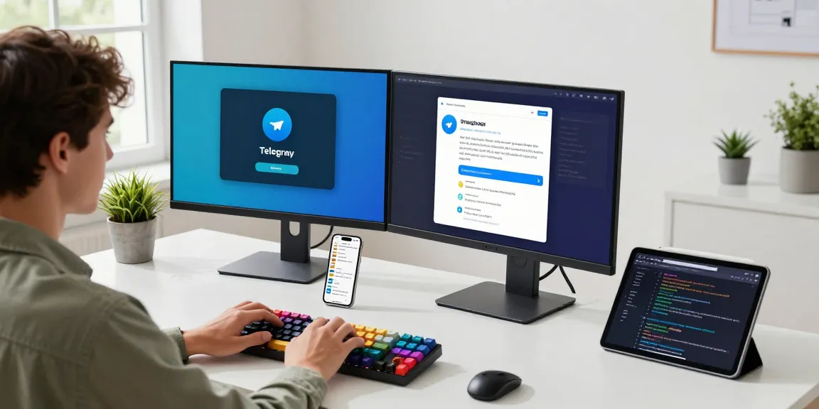 Telegram下载 in a modern tech workspace, showcasing a developer focusing on app optimization.