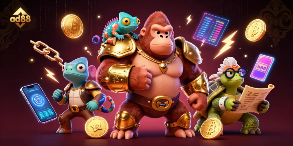 Engage in thrilling gameplay at ad88 with exciting casino elements in a vibrant 3D scene.