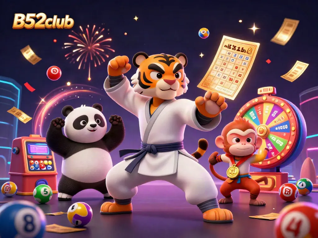 Experience the excitement with B52club in this vibrant 3D illustration of gambling and fun.