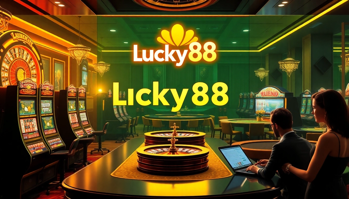 Gambling action at Lucky88, showcasing vibrant online casino games and elegant player experiences.