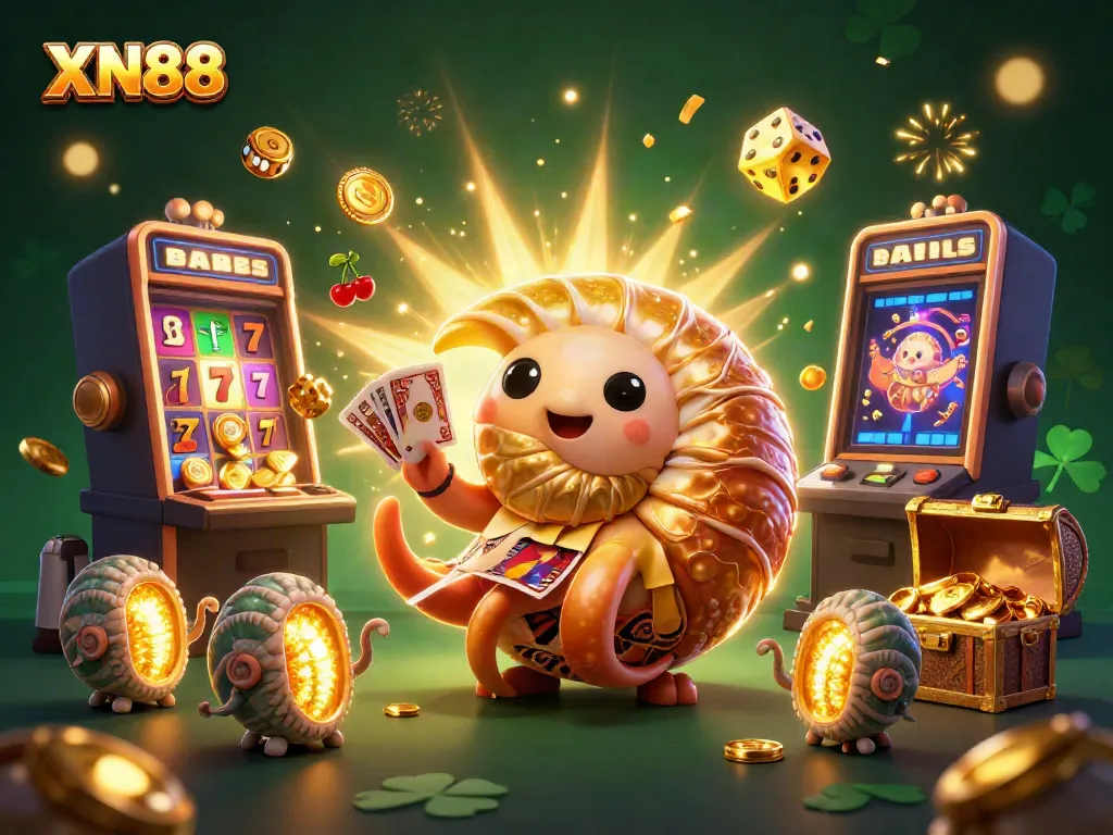 Experience thrilling gameplay with XN88 in a vibrant 3D casino scene filled with jackpots and excitement.