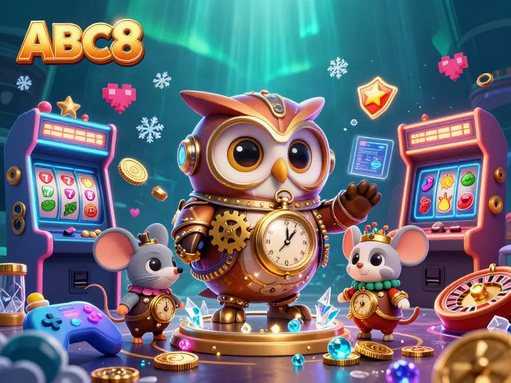 Experience thrilling action with ABC8 as an engaging 3D gaming illustration emerges, showcasing a vibrant casino scene.