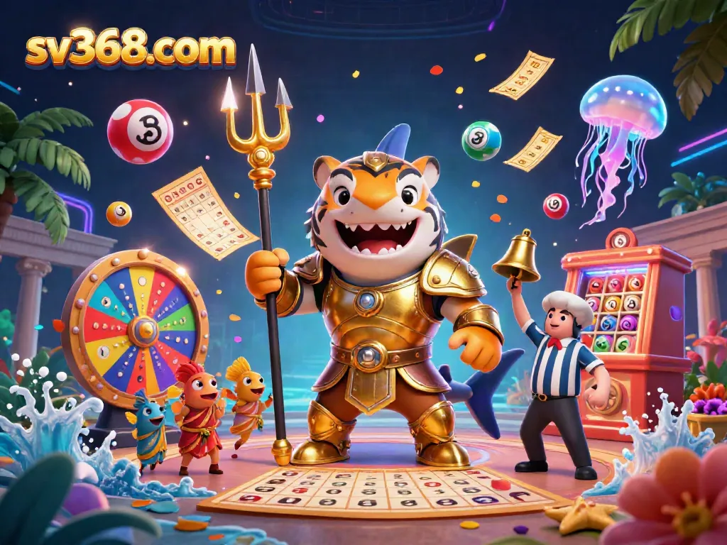 Experience sv368com in an underwater casino with vibrant elements and animated characters.