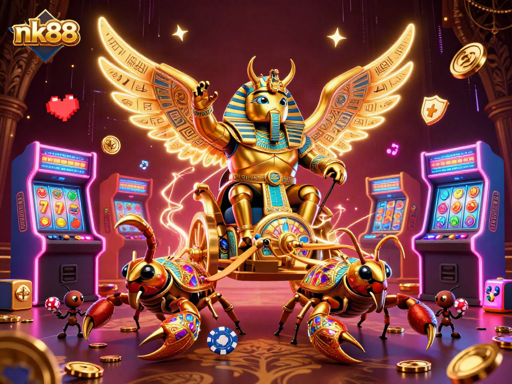 Play exciting games with nk88, featuring vibrant casino elements and a dynamic atmosphere.