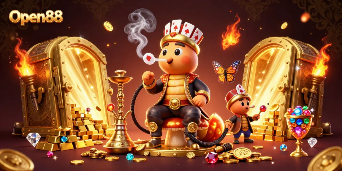 Play thrilling games with Open88 as the caterpillar master creates winning poker symbols in a magical casino.