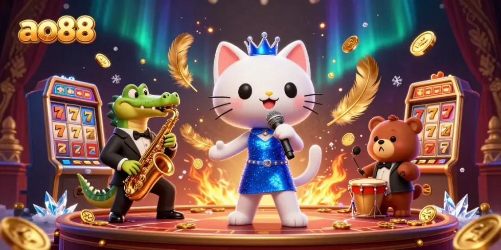 Experience high-energy gaming at the ao88 casino with captivating characters and sparkling game elements.