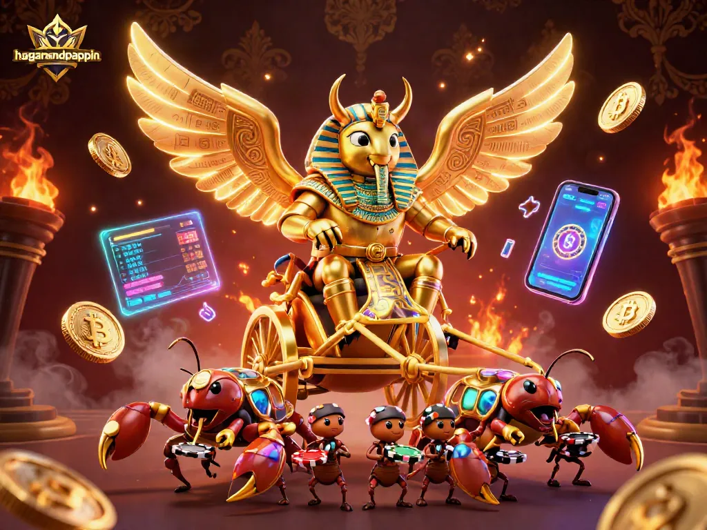 Engage with hagaandpappin's dynamic gambling experience featuring golden beetles and crypto coins.