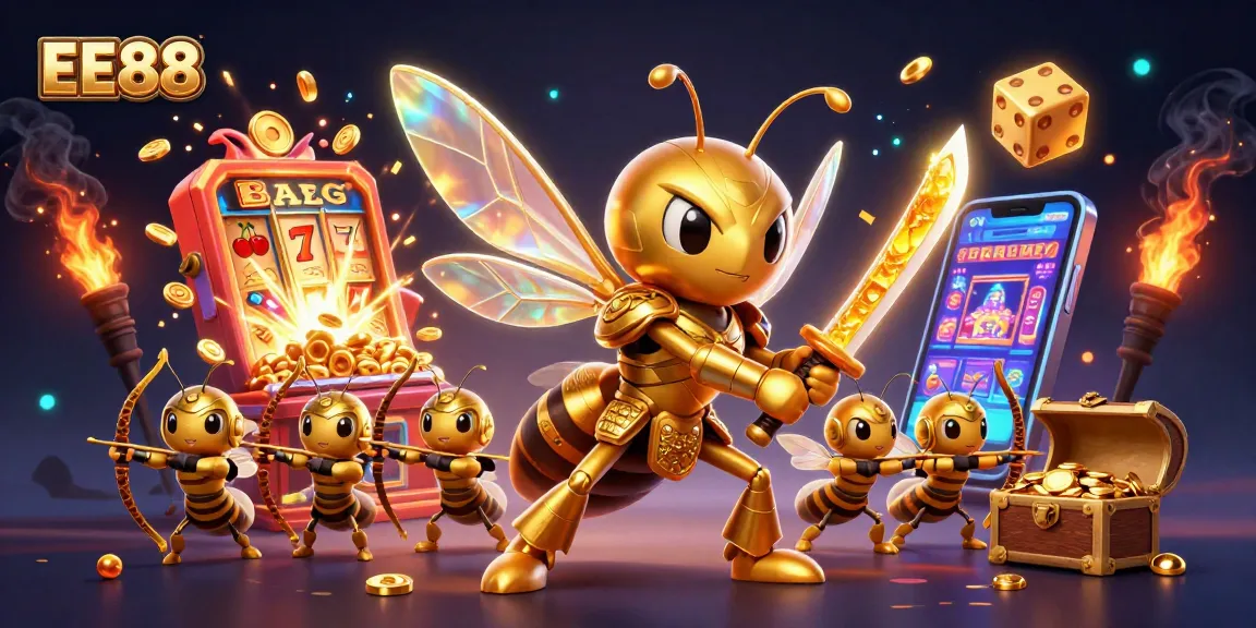 Experience EE88 with vibrant 3D casino illustration showcasing dynamic gameplay, inviting gamers to win.