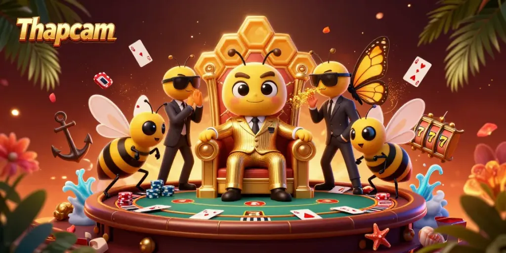Engage in thrilling play at Thapcam with vibrant casino action featuring poker, roulette, and slot elements.