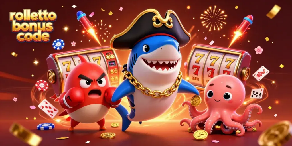 Spin the reels with Rolletto bonus code in this festive casino scene brimming with excitement.