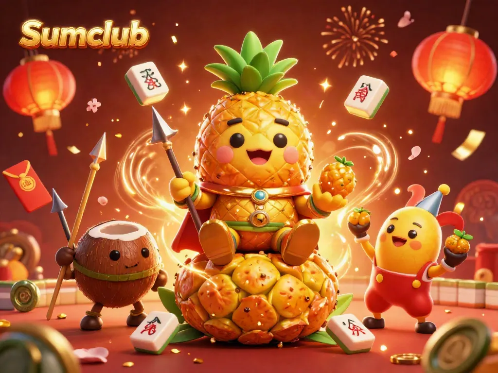 Experience thrilling gameplay at Sumclub, with vibrant casino elements featuring a golden pineapple king.