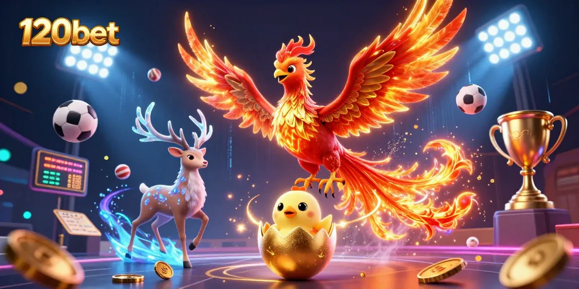 Bet on 120bet with an exciting 3D scene showcasing vibrant gambling elements and action.