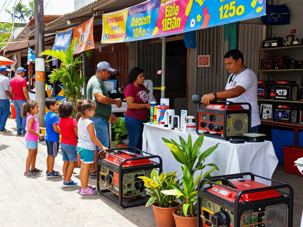 Exploración de plantas eléctricas en Venezuela en un mercado animado.