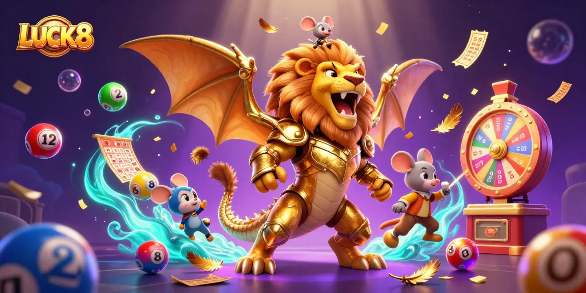 LUCK8 offers thrilling casino experiences with exciting lottery games and vibrant elements, including colorful balls and golden prizes.