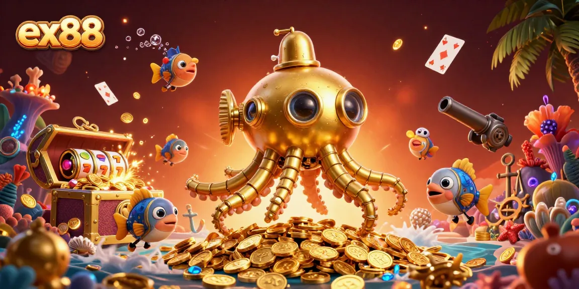 Experience thrilling slots with ex88's iconic golden kraken submarine and dynamic game elements.
