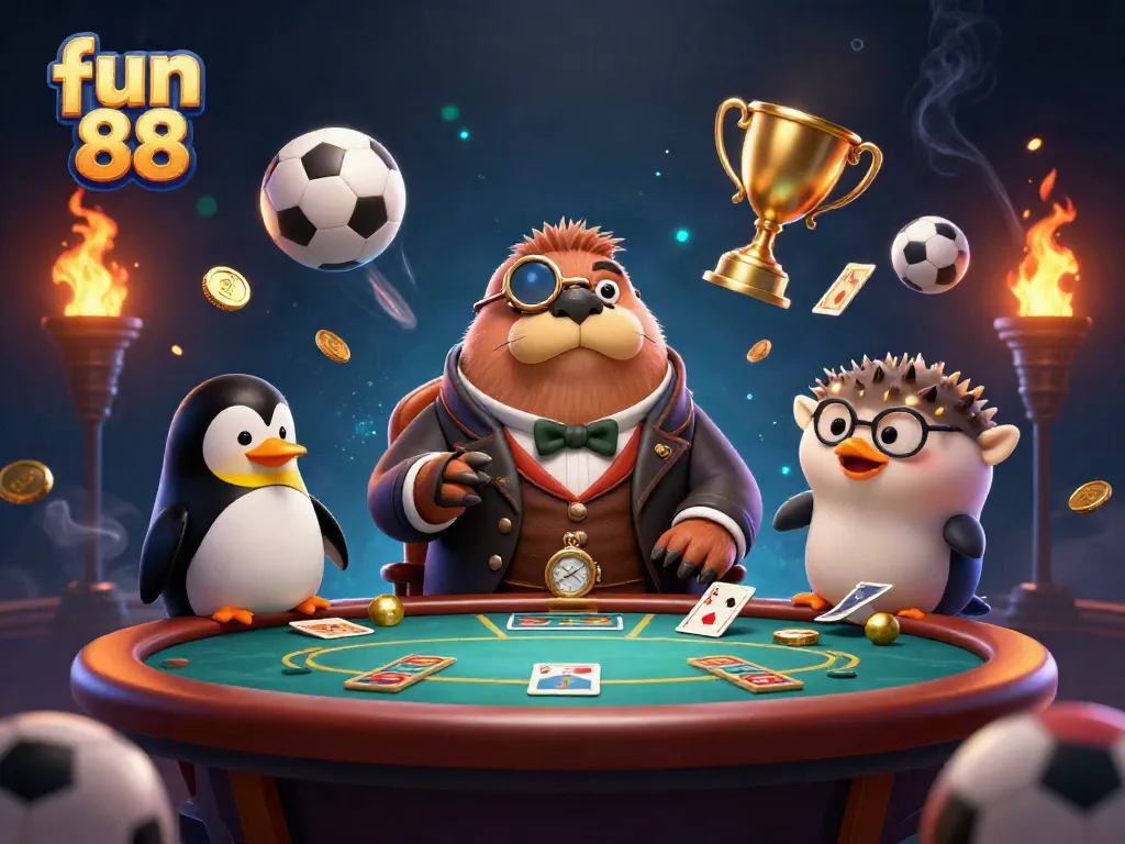 Engage in dynamic gaming action at fun 88 with underwater poker featuring whimsical characters and gold coins.