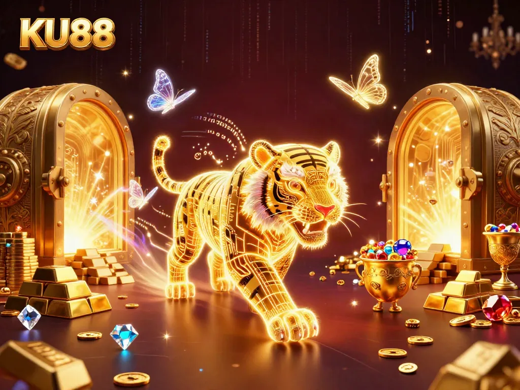 Experience excitement with KU88 in a vibrant casino scene filled with treasures and digital energy.