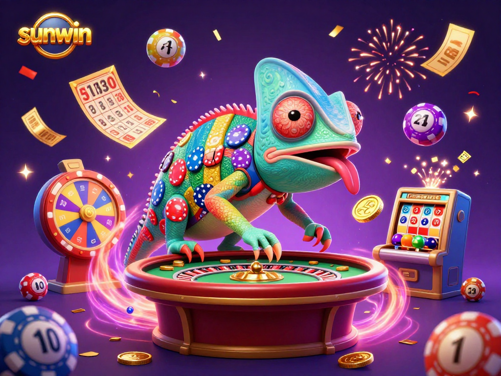 Engage with the vibrant sunwin casino world of luck and fortune amidst bouncing lottery balls and golden tickets.