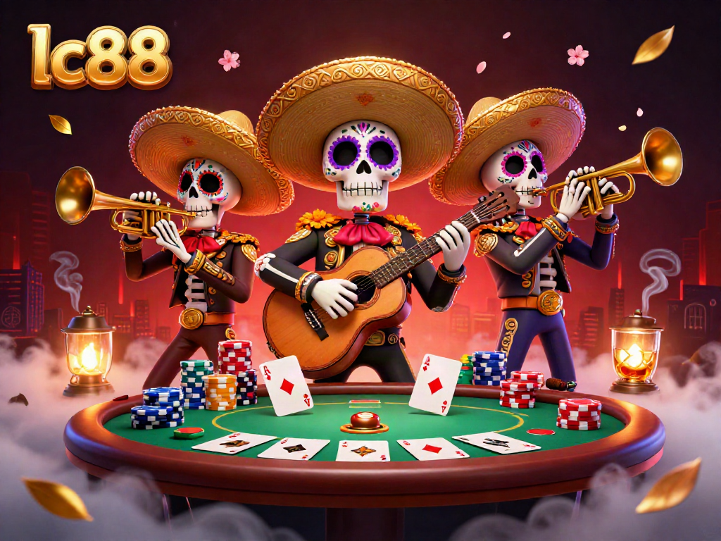 Experience thrilling gameplay with lc88 as vibrant mariachi characters bring the casino to life amid poker action.
