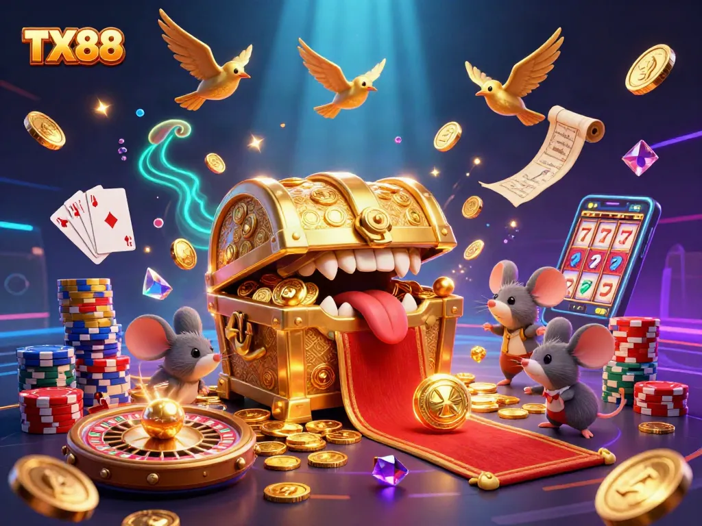 Engaging in thrilling gameplay at TX88, featuring vibrant casino elements and stunning rewards.