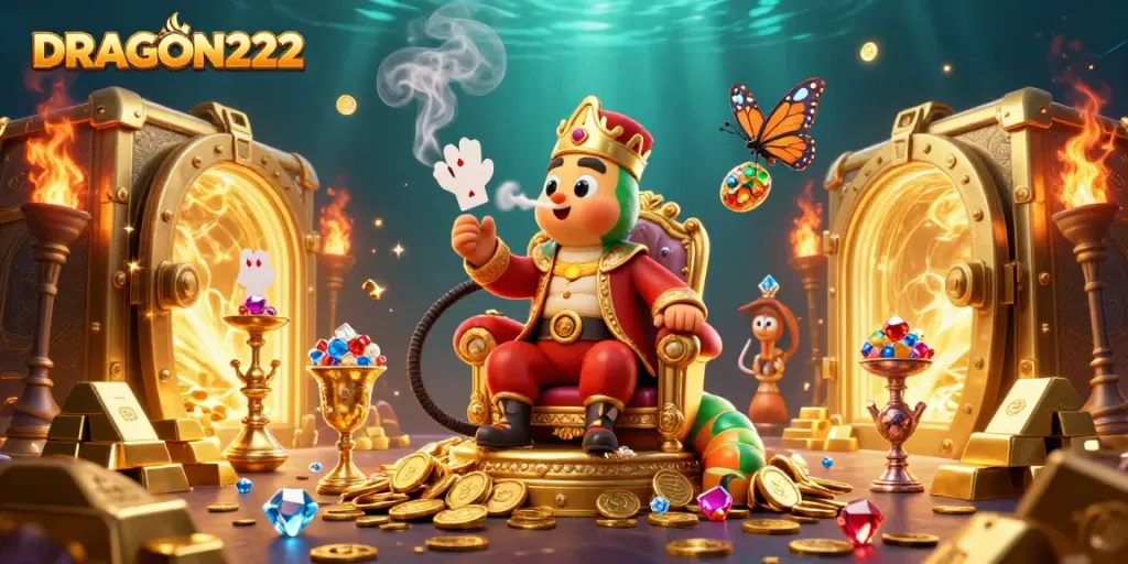 Experience thrilling gameplay with DRAGON222, showcasing stunning visuals of a vibrant gambling scene.