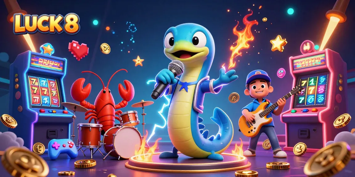 LUCK 8 game experience in a vibrant underwater casino scene with colorful characters and slot machines.