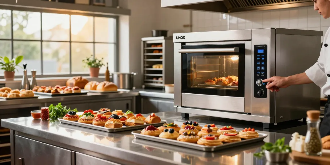 Chef using Unox ovens to prepare artisan pastries in a modern kitchen.