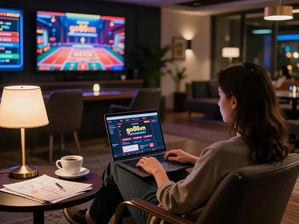 Player engaging with the go86vn online casino from home, enjoying a strategic gaming session.