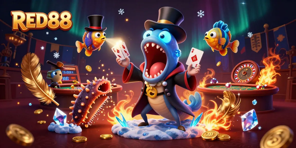 Experience thrilling moments at RED88 casino with vibrant characters and luxurious game elements.