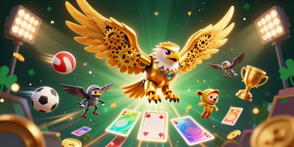 Experience thrilling gameplay with sunwin's vibrant 3D casino illustration featuring sports elements.