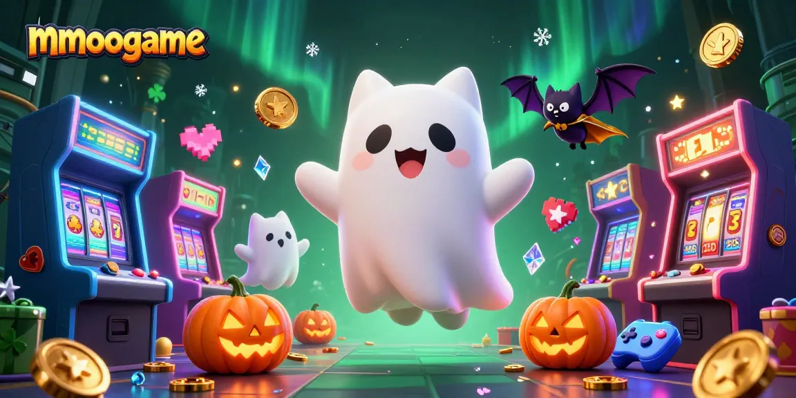 Engage in thrilling mmoogame casino adventures with a haunting ghost cat and vibrant game elements.