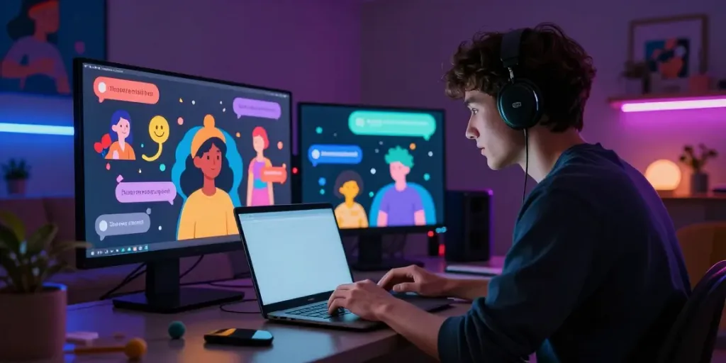 Engaging AI chat experience showcasing vibrant characters in a cozy digital environment, highlighting the concept of ai chat porn.