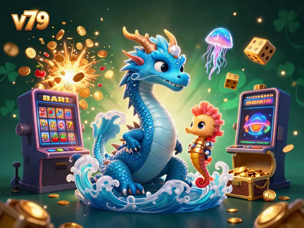 Experience thrilling slots and games at v79 with vibrant characters, jackpots, and casino elements.