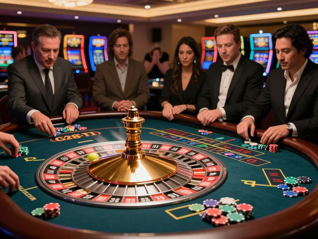 Players engaging in thrilling roulette game showcasing g28-t1 casino excitement and vibrant atmosphere.