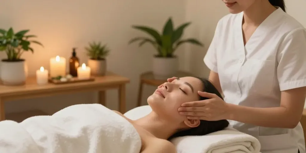 Relaxing facial treatment in Colchester with natural skincare products