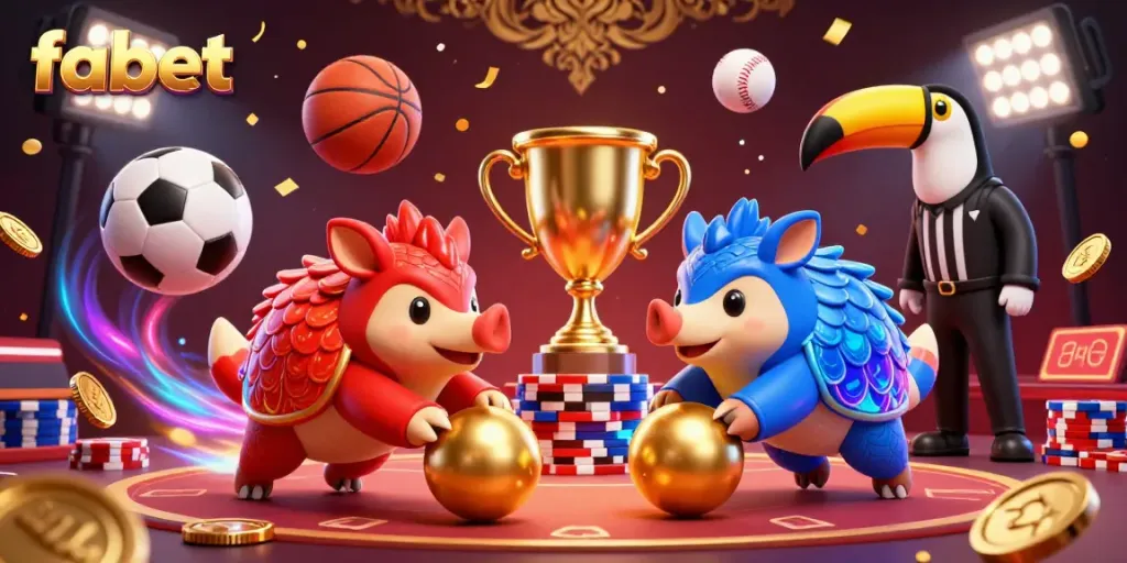 Experience thrilling gameplay at fabet as rival pangolins bowl through poker chips and golden balls.