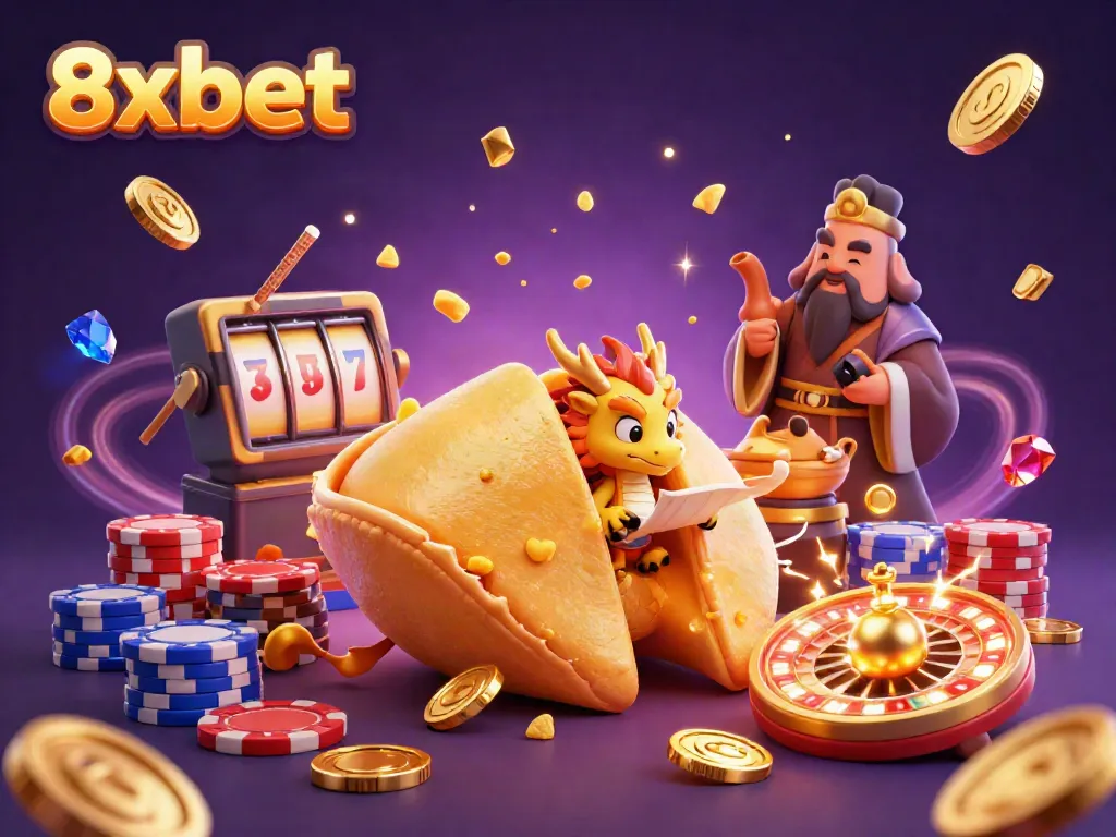 Engage with 8xbet’s dynamic gambling scene featuring thrilling characters and sparkling casino elements.