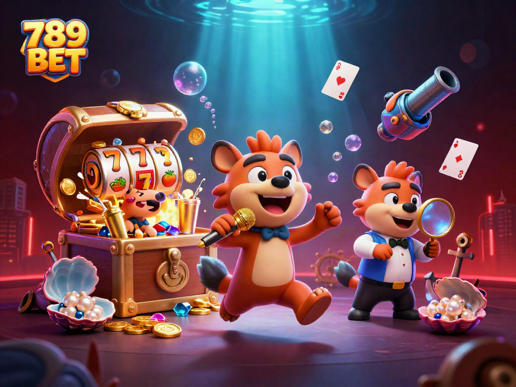 Engage with 789 BET's thrilling casino experience featuring animated hyenas and vibrant game elements.