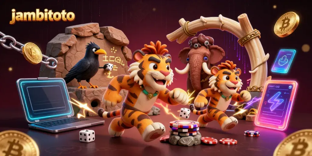 Experience the thrilling jambitoto gaming adventure with cavemen, sabertooth tigers, and crypto elements.