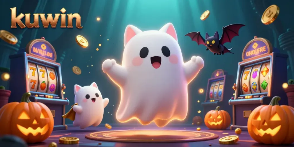 Experience thrilling slots action with kuwin's ghost cat in an enchanting casino scene full of surprises.