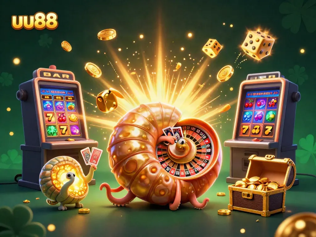Engage with exciting uu88 casino experiences featuring a giant nautilus, giant jackpots, and festive gaming elements.