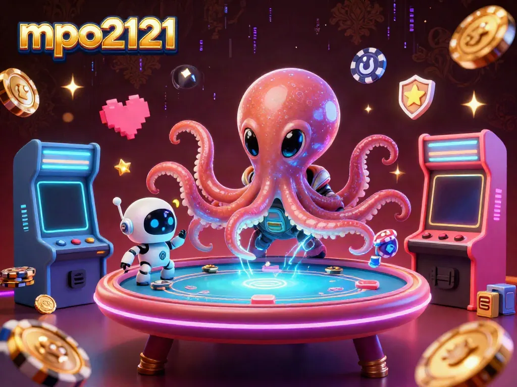 Slot menarik melalui mpo2121, dengan alien dan robot beraksi di meja poker holografik.
