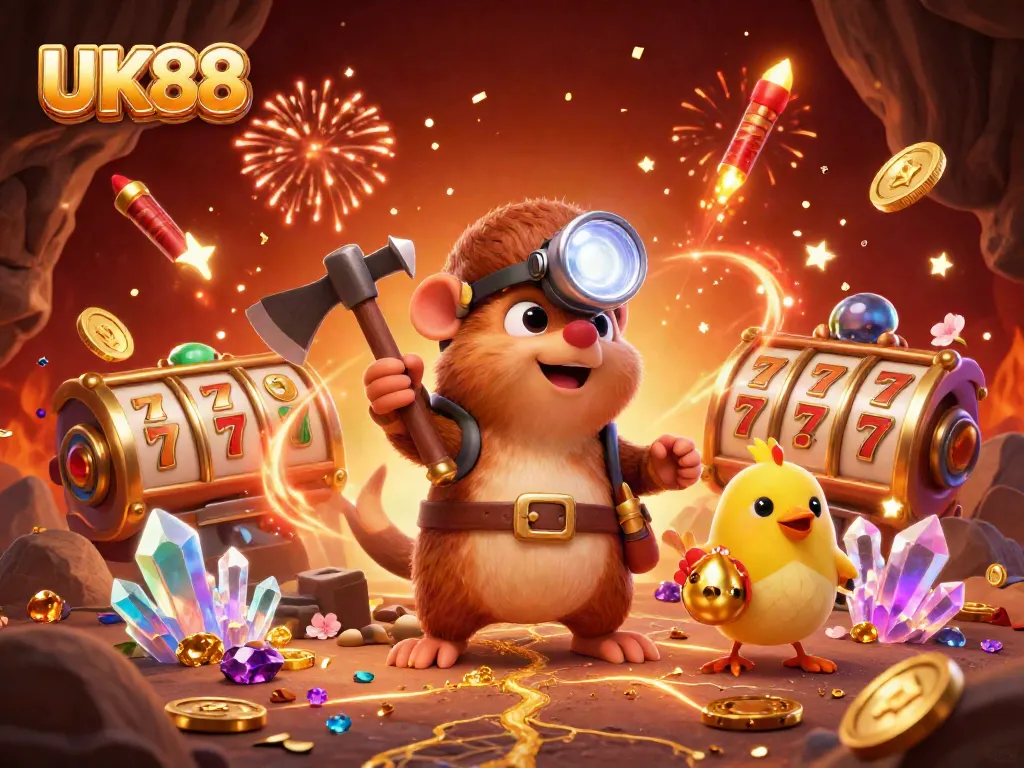 Engage with UK88's thrilling casino experience featuring vibrant treasures, slot games, and colorful celebrations.