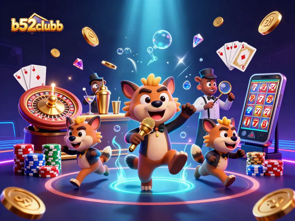 B52clubb's vibrant comedy casino scene showcases hyenas with a stand-up act, mixed drinks, and ID checks.