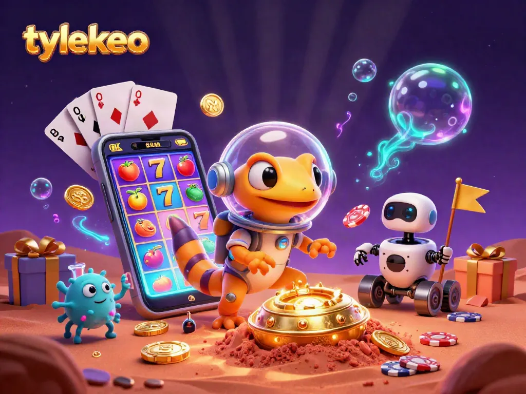 Experience the thrilling action at tylekeo's golden casino with a Martian gecko in space!