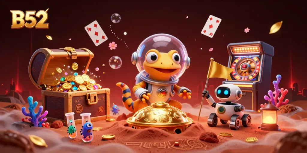 Experience B52 with Martian themes and casino excitement in this ultra-detailed 3D digital art.